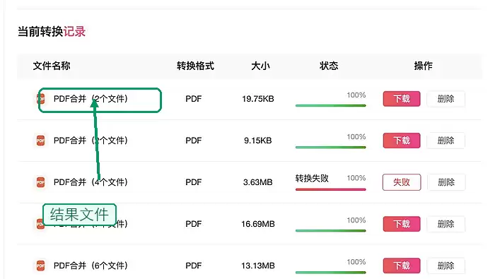 下载并检查合并后的PDF