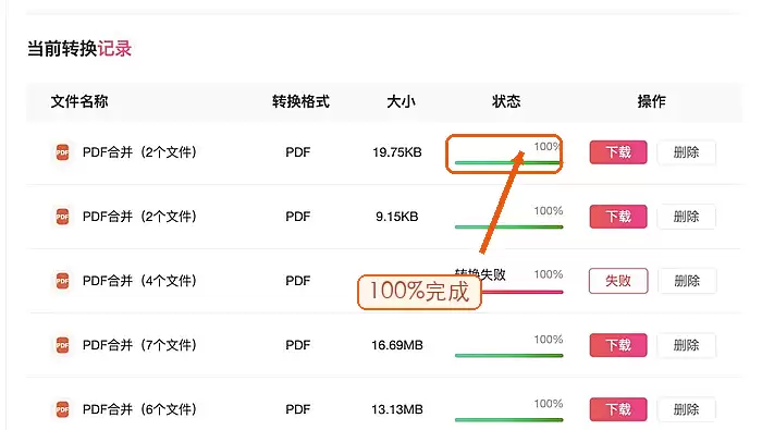下载合并后的PDF文件