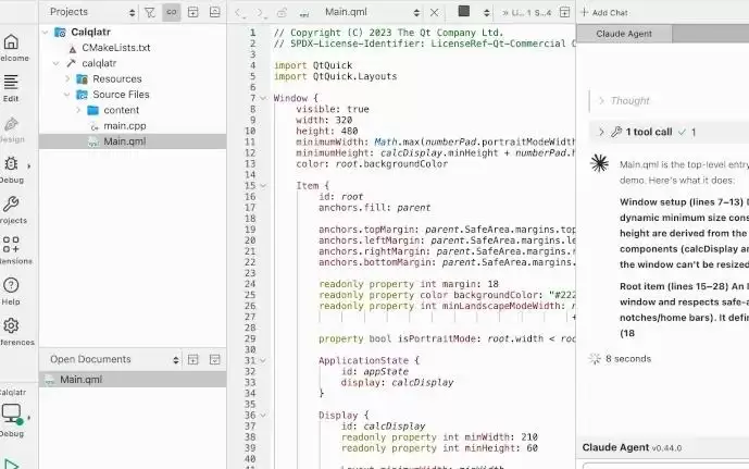 Qt Creator 20开源跨平台IDE发布，支持接入AI智能体