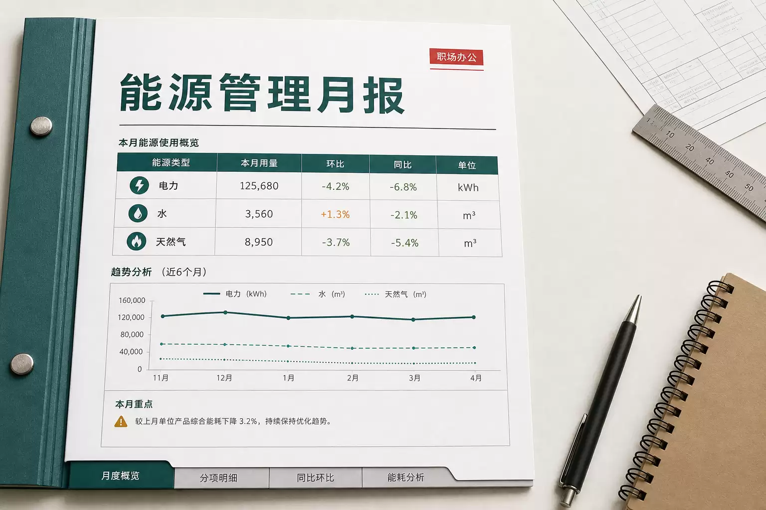 如何编制生产现场能耗分析及节能执行月报：以澄岳精密制造为例