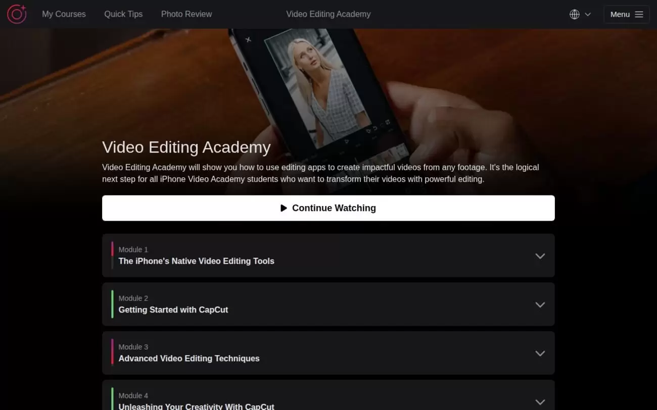 Video Editing Academy课程模块总览