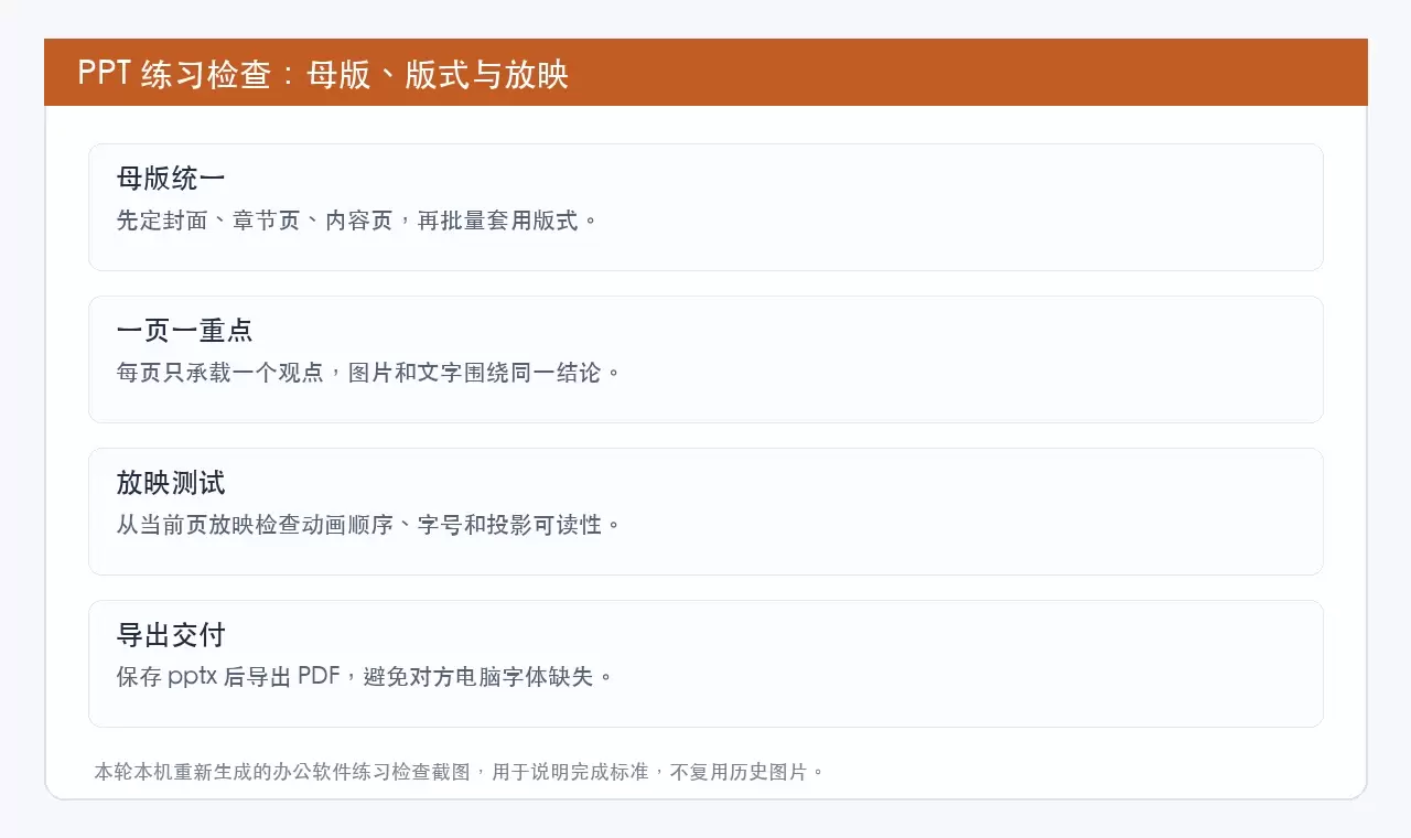PPT母版版式放映检查截图