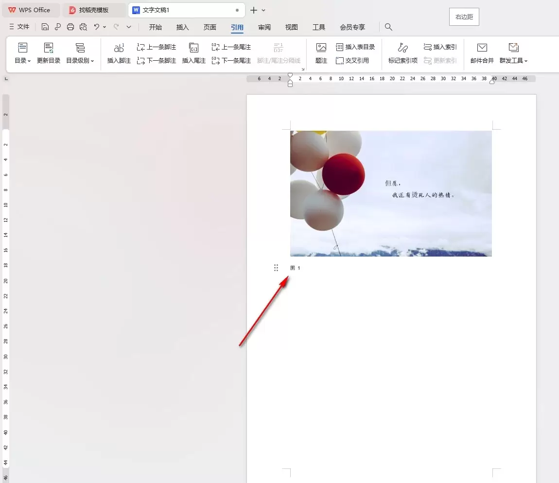 WPS文档中图片下方已经生成题注并居中显示