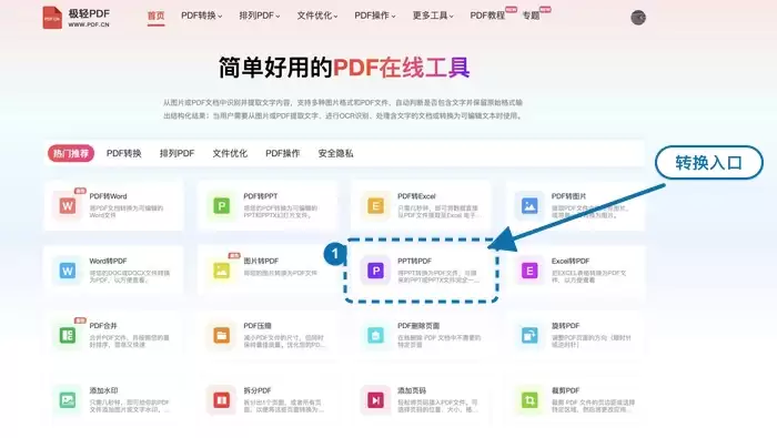 找到PPT转PDF工具入口