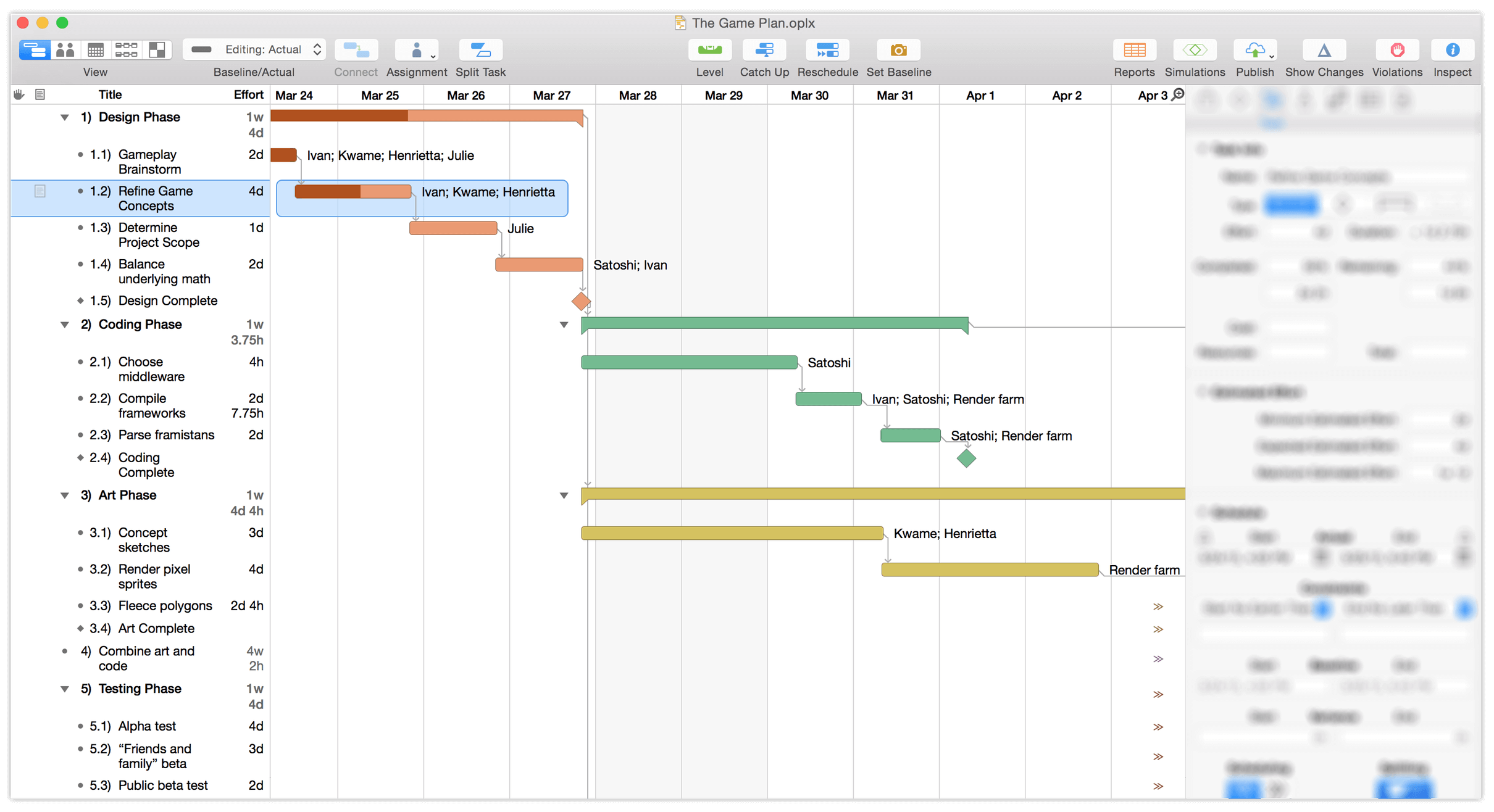 OmniPlan 3 Task View 甘特图真实界面