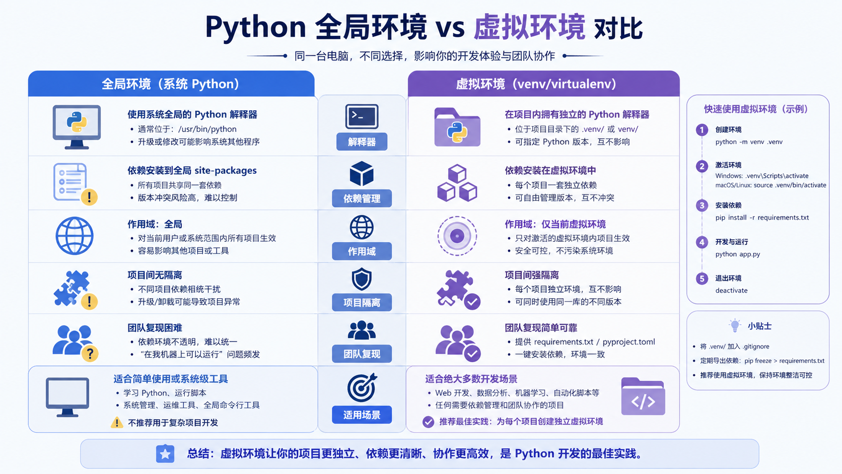 python虚拟环境的工具选择与边界图