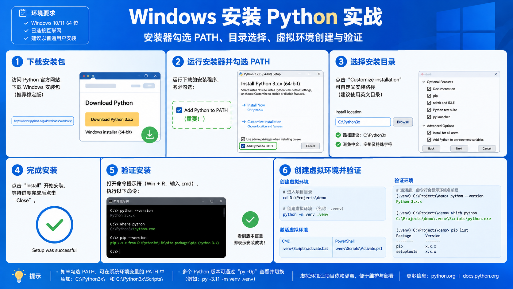 windows安装python相关的 Python 环境流程图