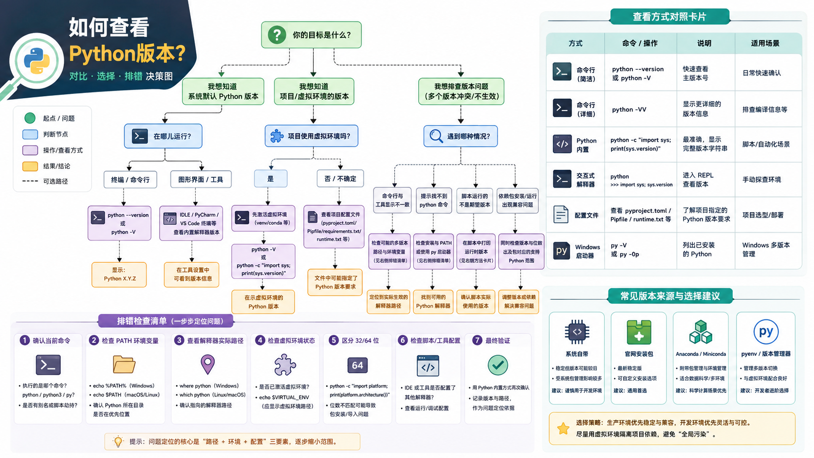 如何查看python版本选择与排错决策图