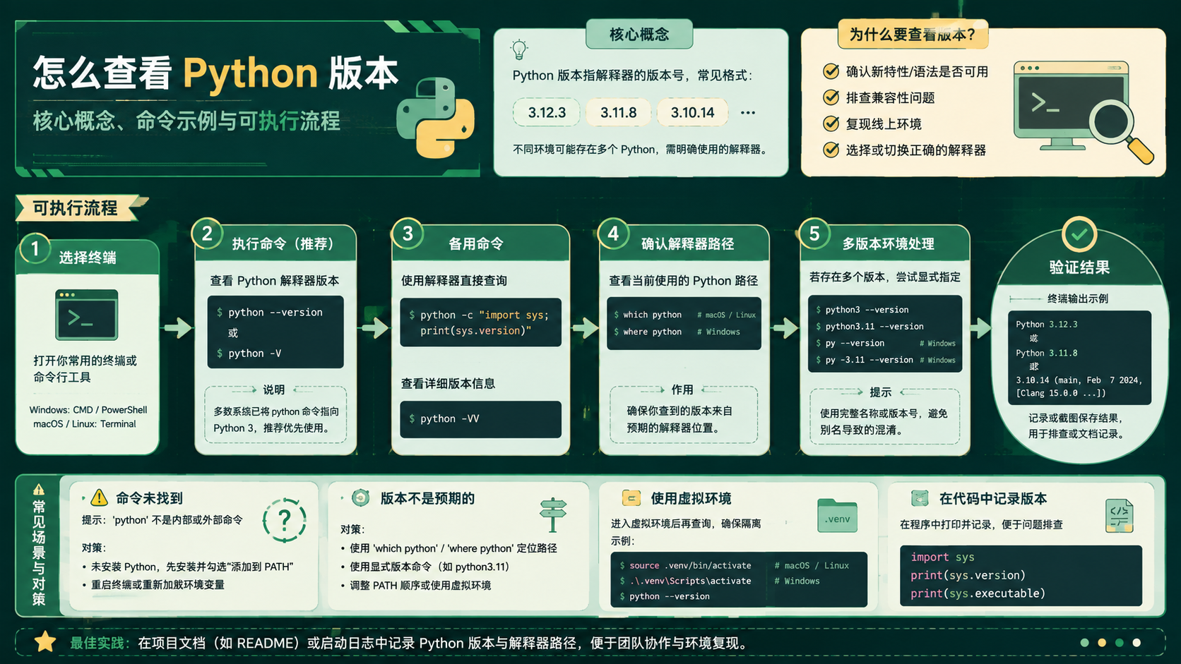 怎么查看python版本：命令实操、环境隔离与排错决策