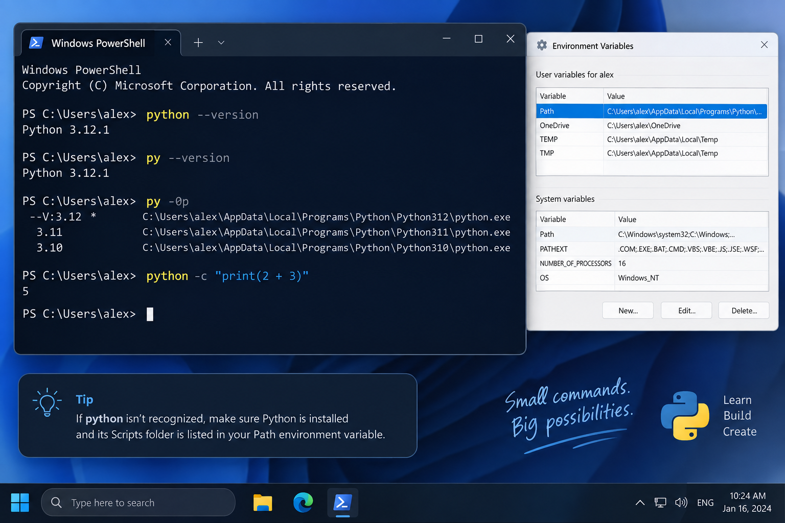 PowerShell验证python与py命令及版本输出