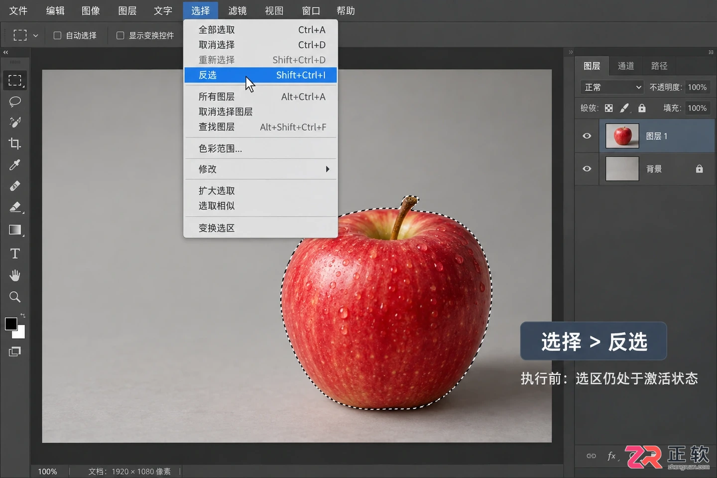 Photoshop选区怎么反选？快捷键与操作方法