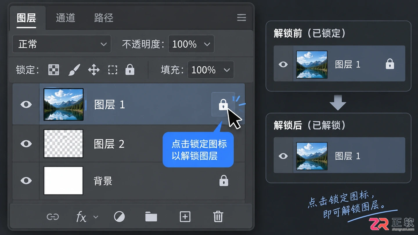 Photoshop图层锁定怎么解锁?无法编辑或点击没反应的解决方法