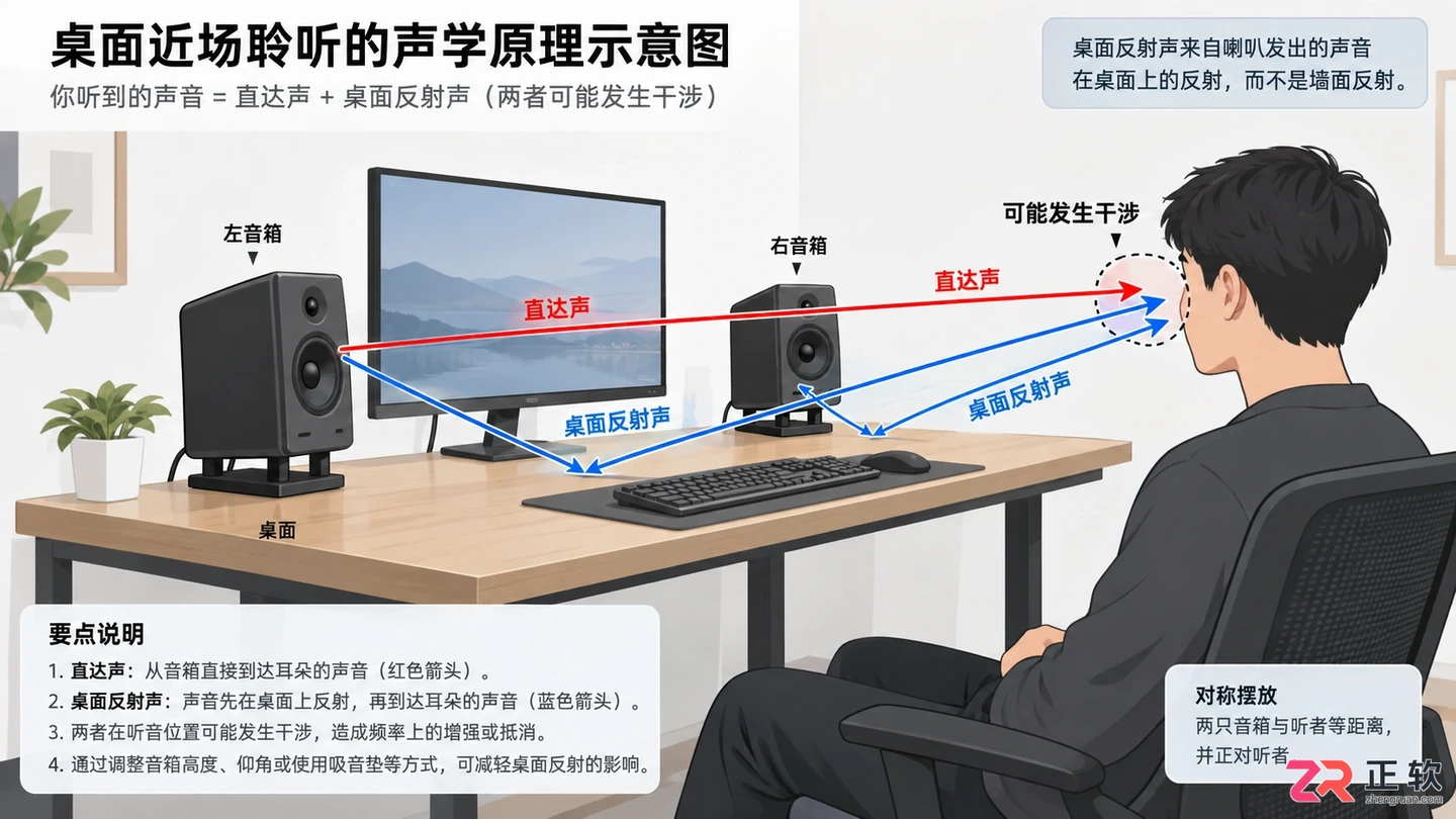 电脑桌面音箱怎么摆放好？正确位置与角度图解