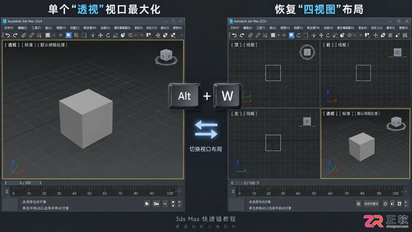 3dmax摄像机视角怎么调?大小、移动、旋转及退出快捷键