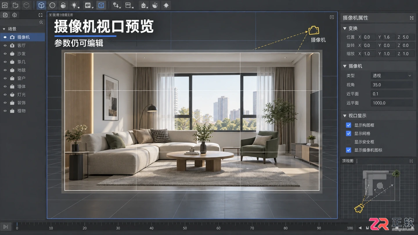3dmax摄像机视图怎么调？视角设置与镜头矫正方法