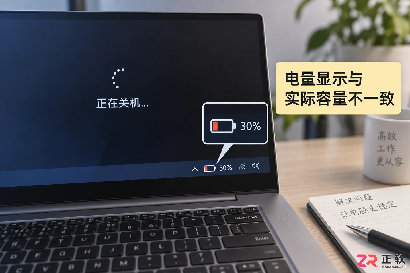 笔记本电池显示有电却关机是什么原因及排查解决方法