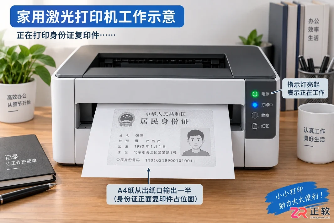 打印机复印身份证正反面怎么操作一张纸完成步骤
