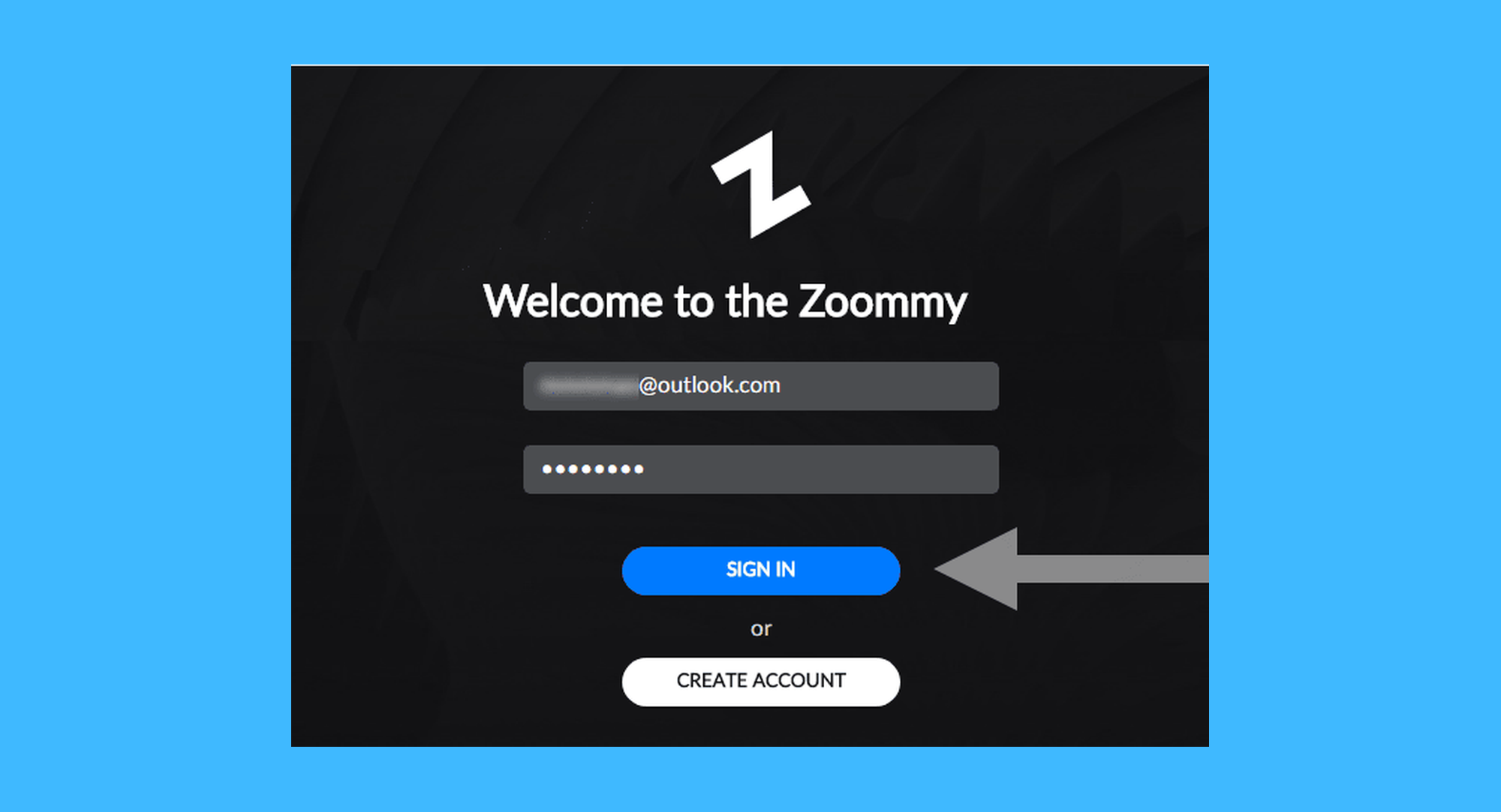 Zoommy真实操作步骤1：二、运行 Zoommy 后，在软件自动弹出的登录窗口中，输入账号与密码，点击「SIGN IN」登录即可完成激活。