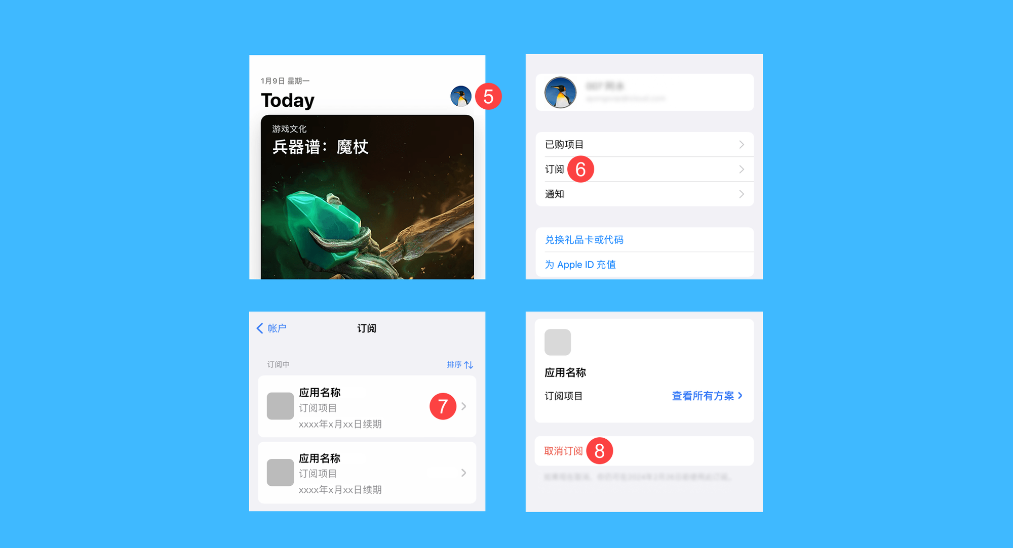 PicSeed真实操作步骤3：三、兑换后在 App Store 依次点击「头像 > 订阅」按钮，选择订阅项目并点击「取消订阅」即可，不影响已激活时长。