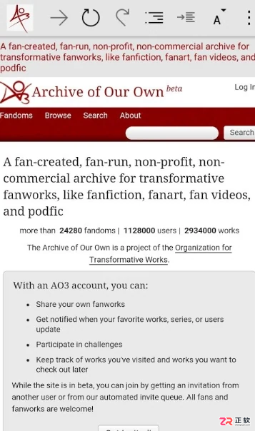 Archive of Our Own(AO3)镜像站网页版点击链接直接进入
