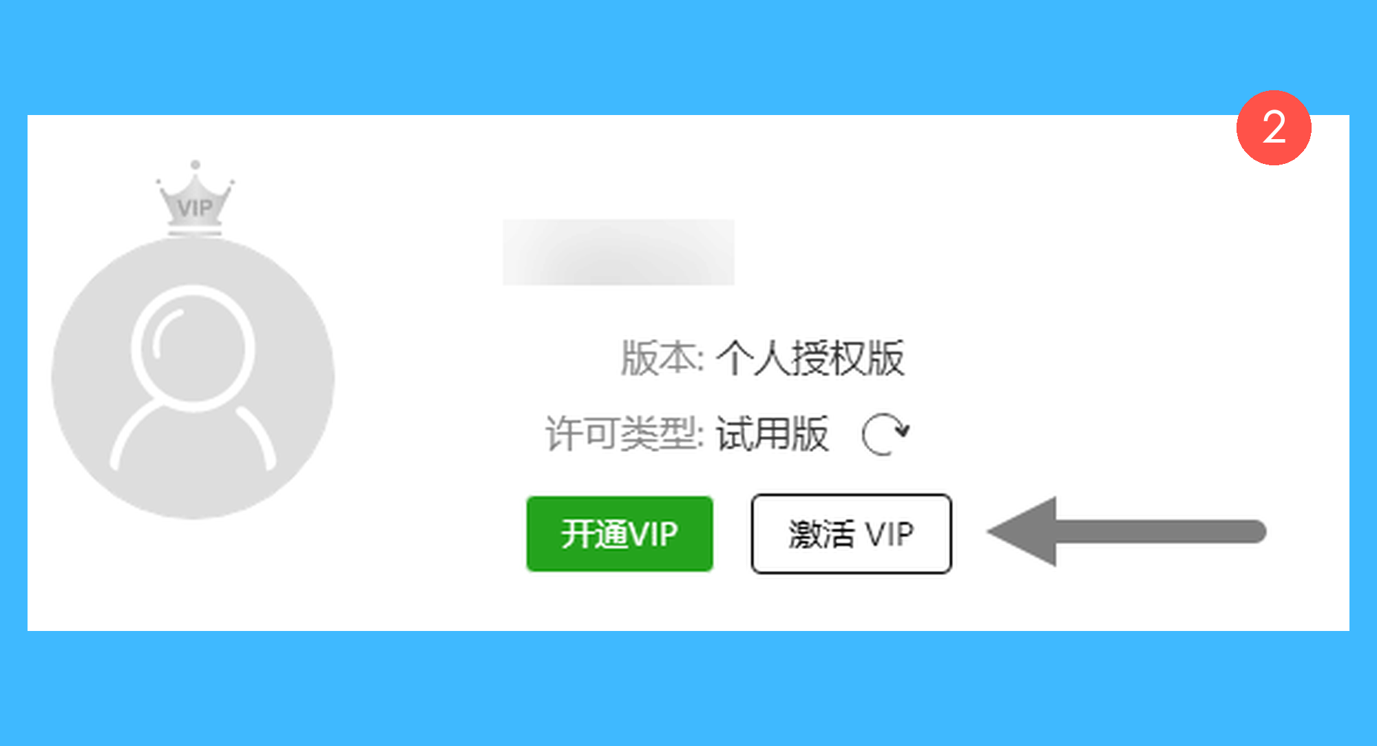 Apowersoft Unlimited真实操作步骤2：二、登录成功后，在弹出的个人界面窗口中选择「激活 VIP」；
