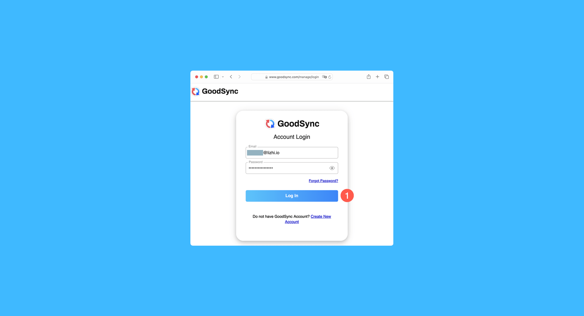 GoodSync Business真实操作步骤1：一、访问官网，完成 GoodSync 账号注册和登录: 官网链接