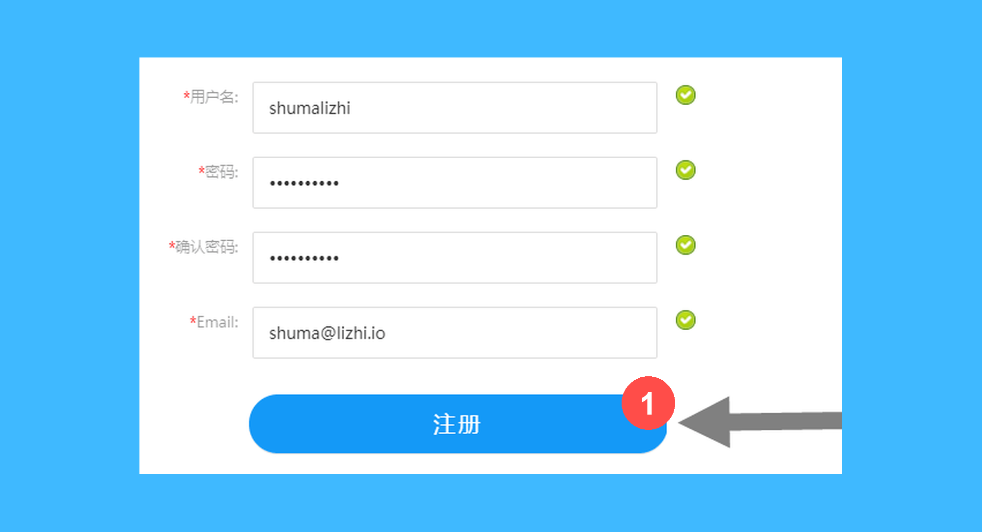 BitDock真实操作步骤1：一、通过链接访问 BitDock 官网，输入你的账号密码，并点击「注册」按钮: 官网链接