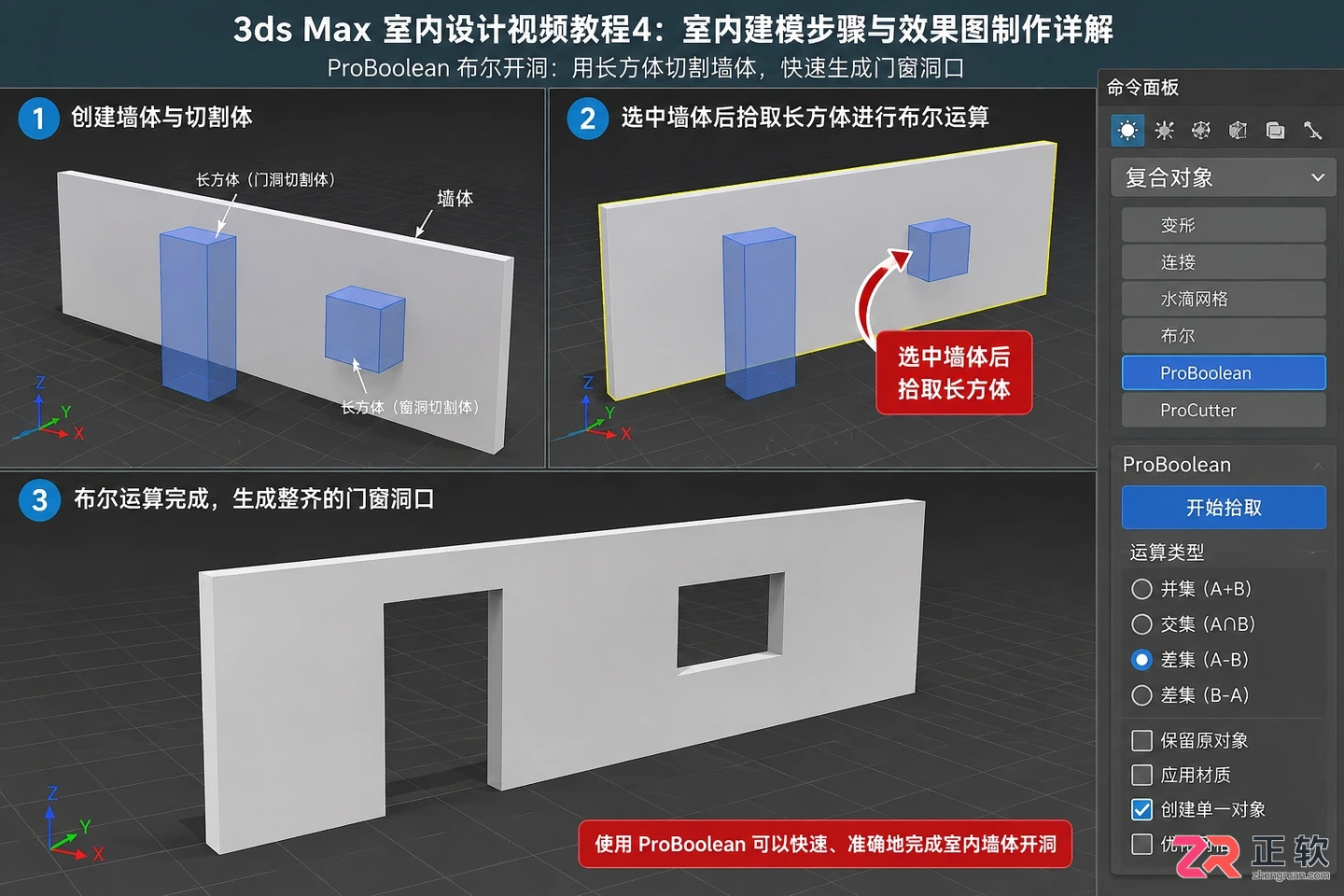 3dmax室内设计视频教程4：室内建模步骤与效果图制作详解