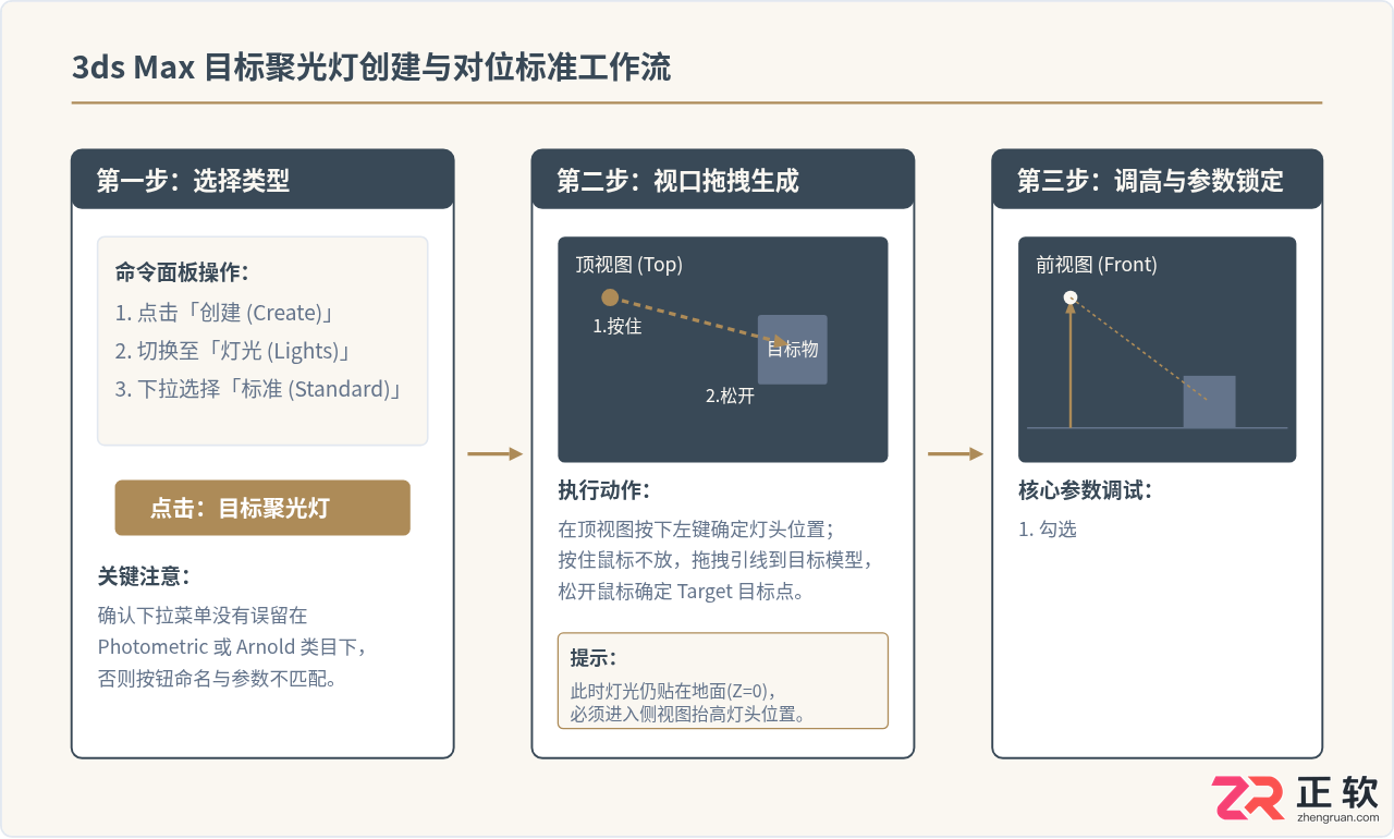 3ds Max基础灯光类型与创建步骤详解