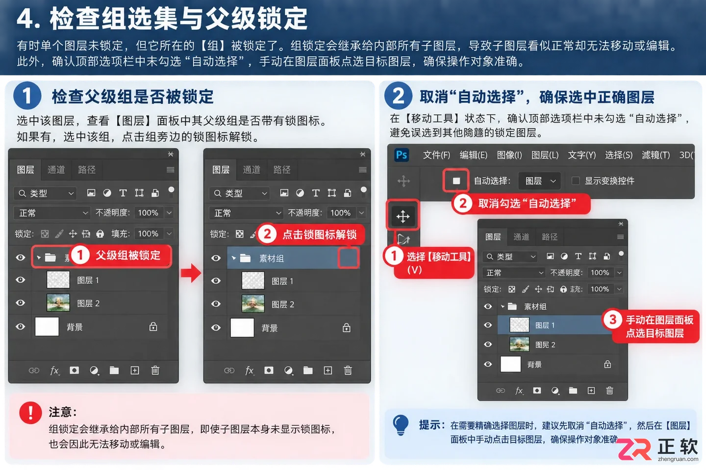Photoshop图层锁定怎么解锁？无法编辑 点击没反应的解决方法