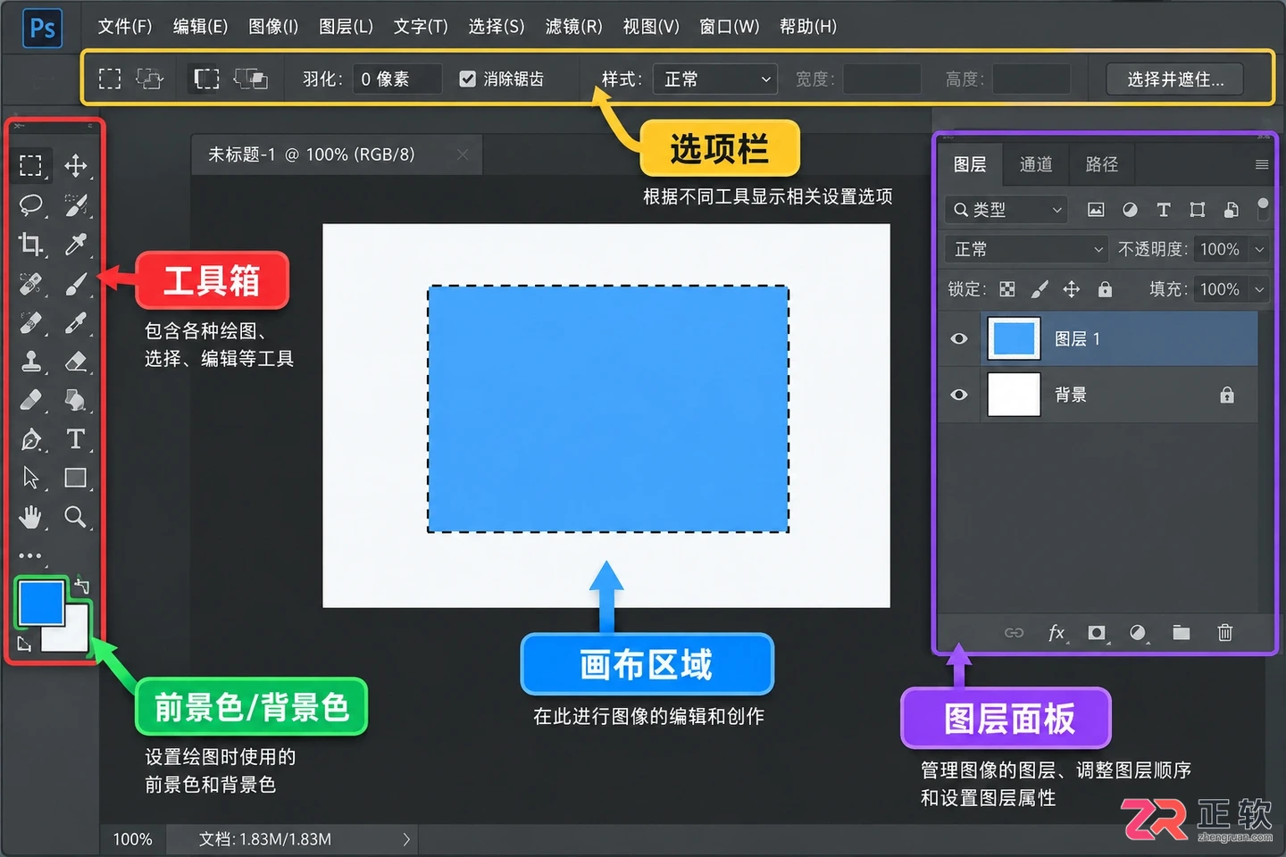 Photoshop选区怎么填充颜色？常用方法与快捷键