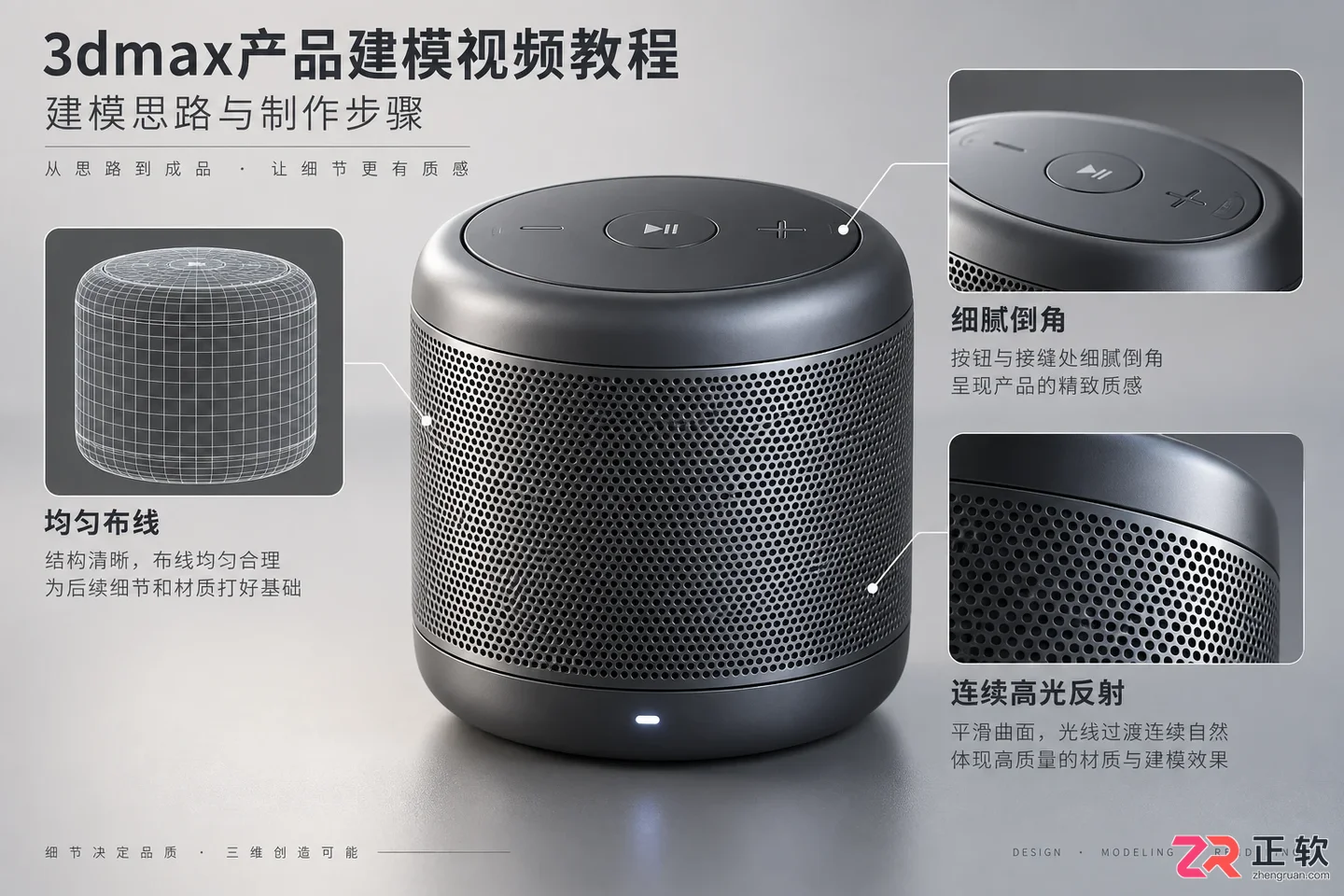 3dmax产品建模视频教程:建模思路与制作步骤