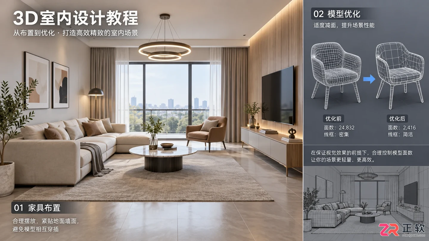 3dmax室内设计的技巧与方法:建模步骤及效果图制作教程