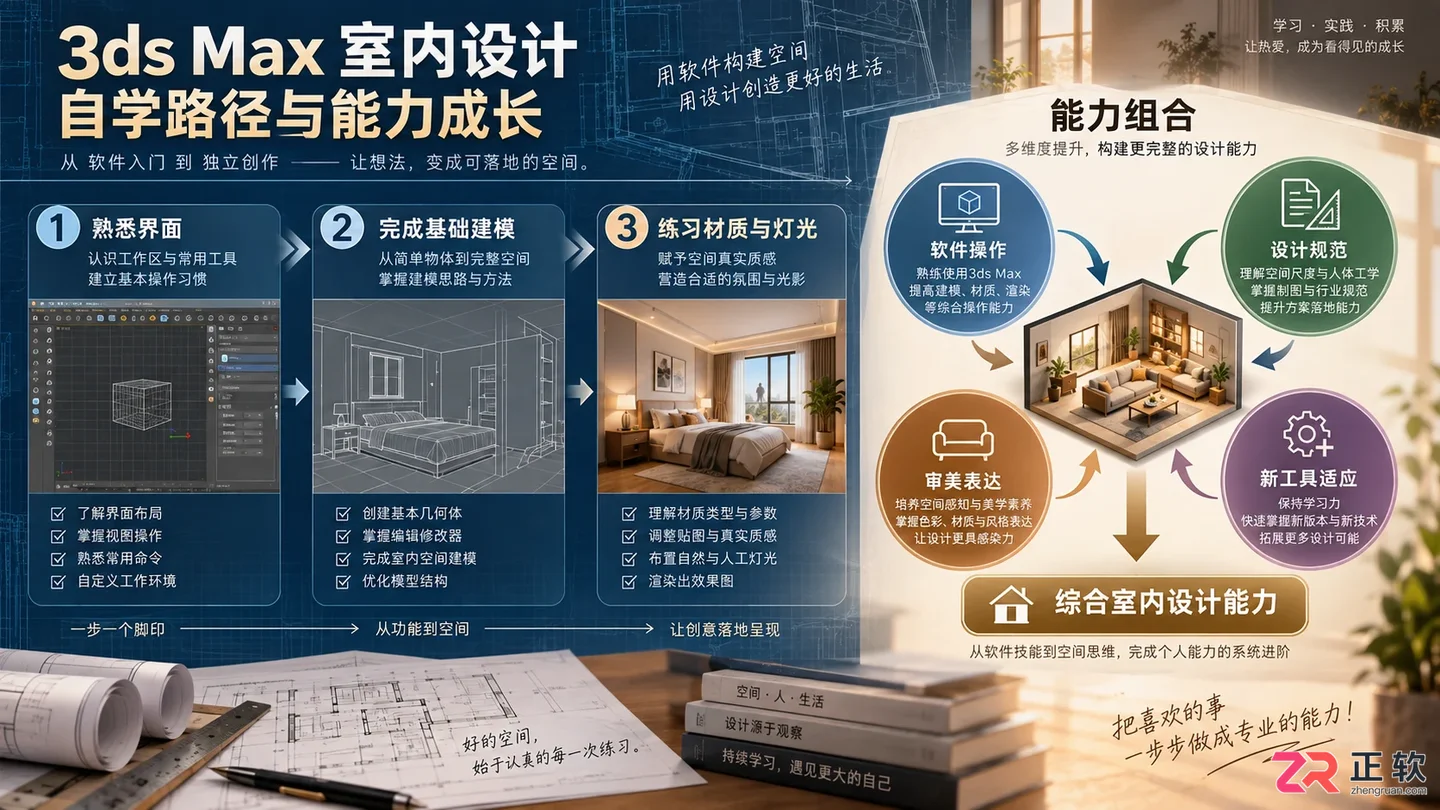 3dmax室内设计好学吗?自学教程 建模步骤与就业前景解析