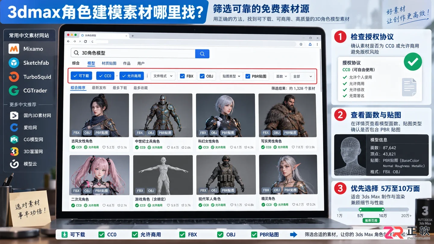 3dmax角色建模素材哪里找？免费素材网站与使用方法