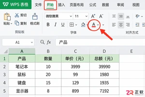 WPS 表格如何批量修改字体颜色