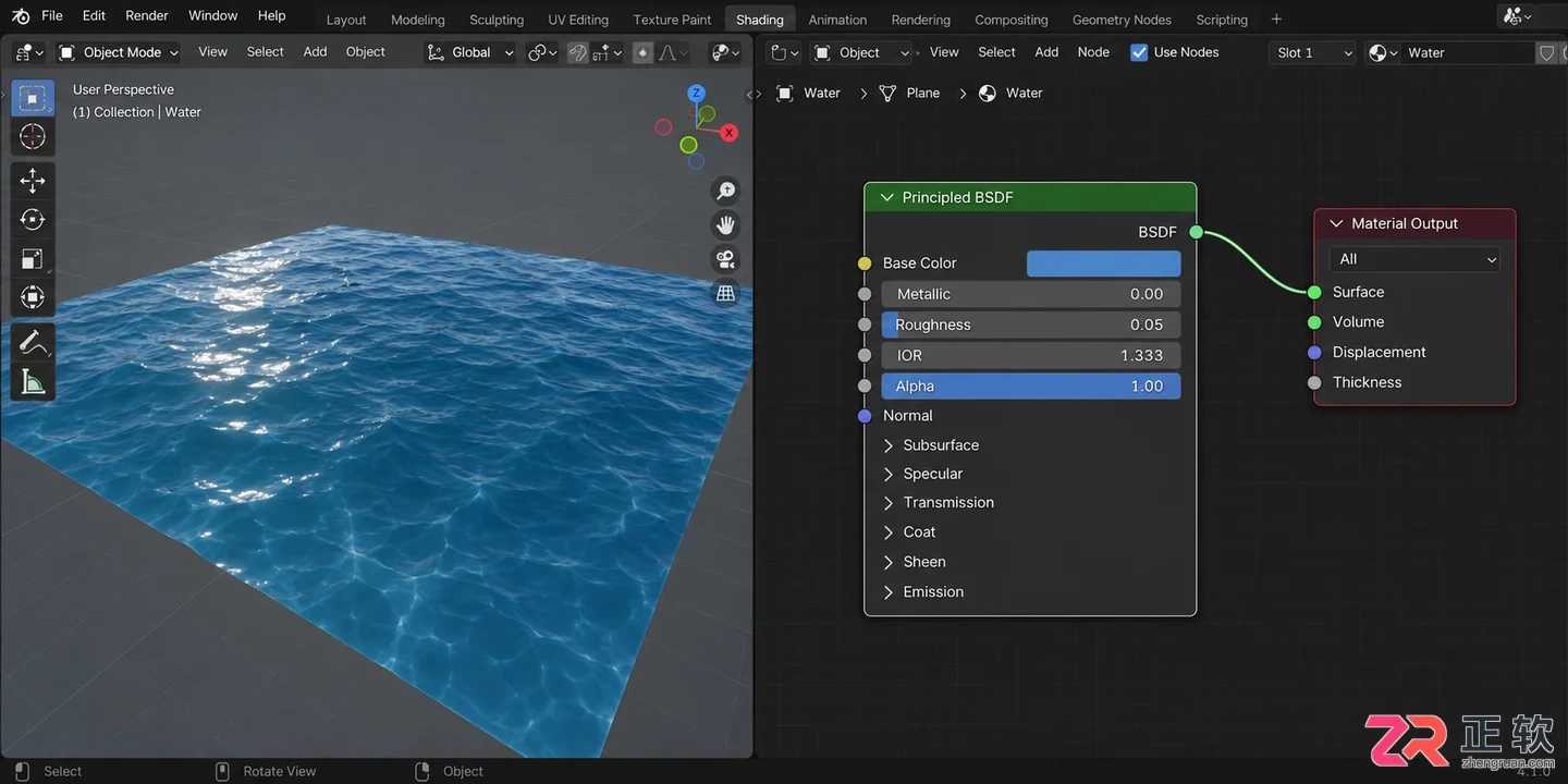 blender水材质制作方法与参数设置教程
