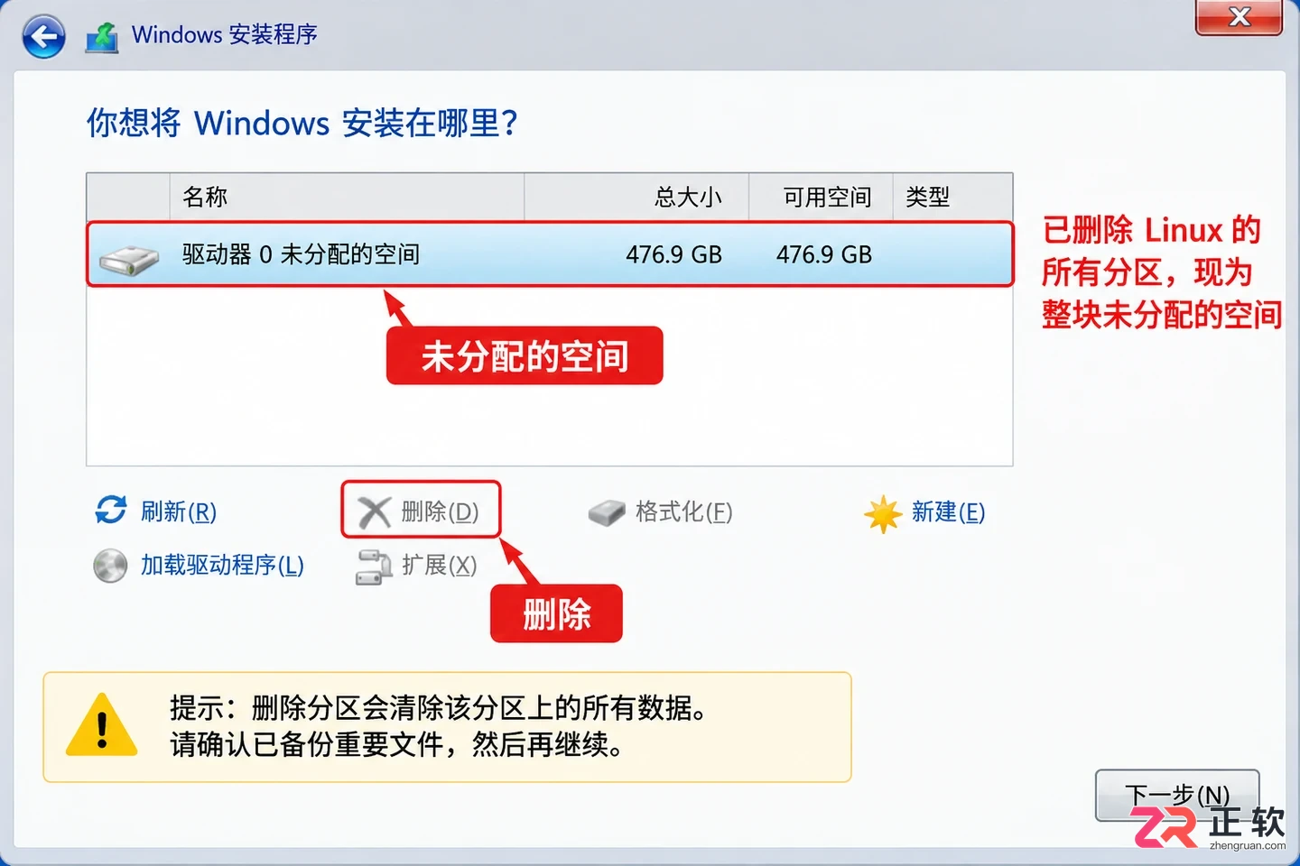如何在计算机上删除 linux 并安装 windows