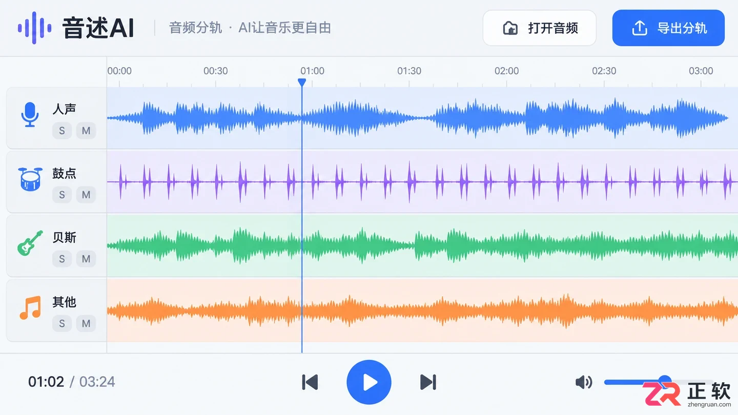 音述AI分轨导出功能怎么操作提取独立音轨