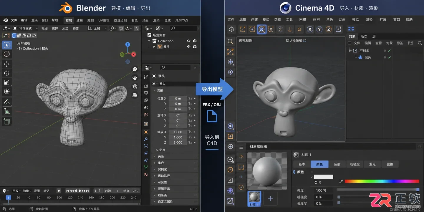 blender模型导入c4d渲染完整操作教程