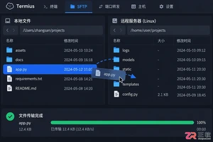 termius上传文件之后怎么运行程序操作教程