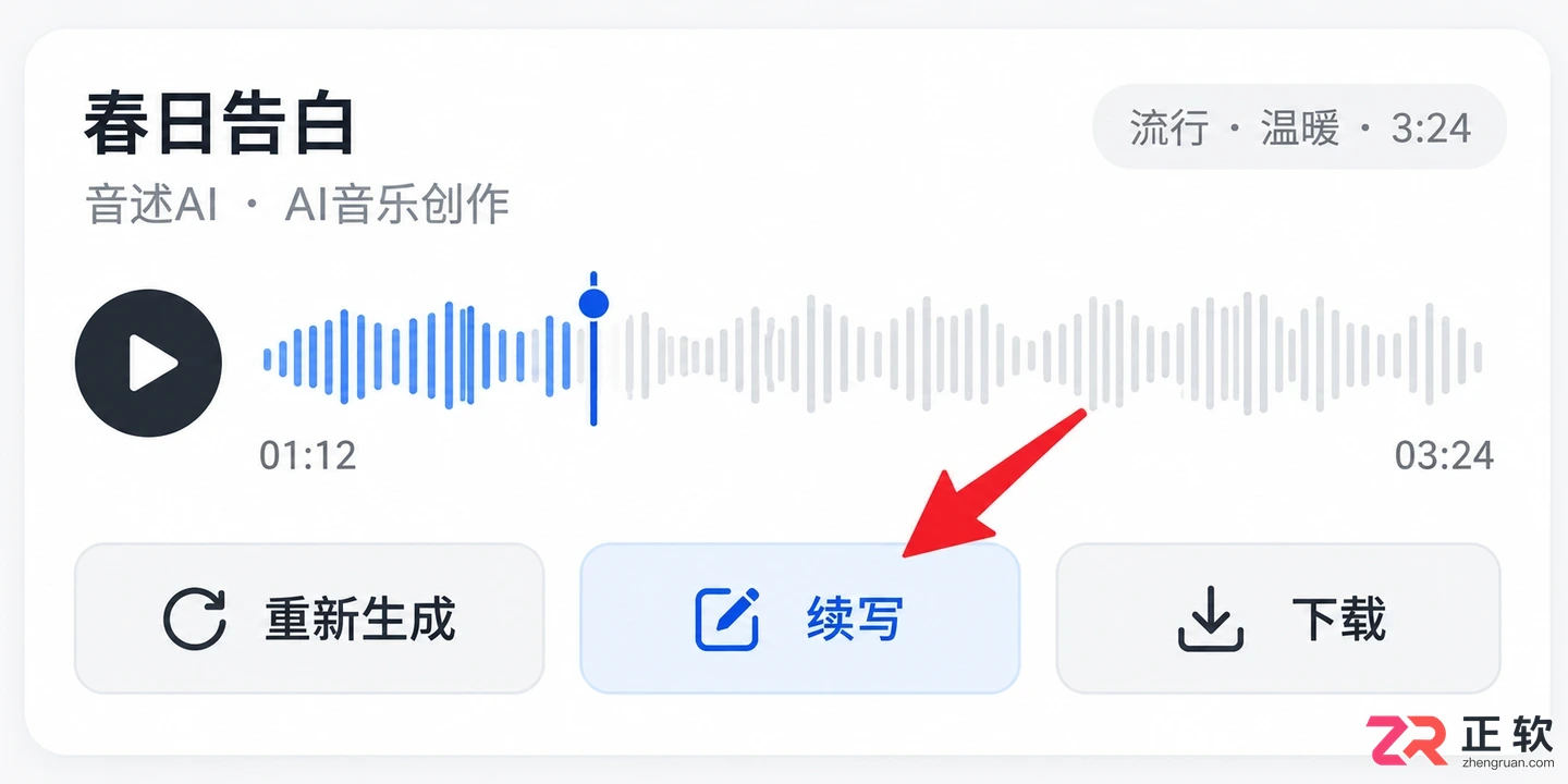 音述AI如何续写已生成的歌曲片段