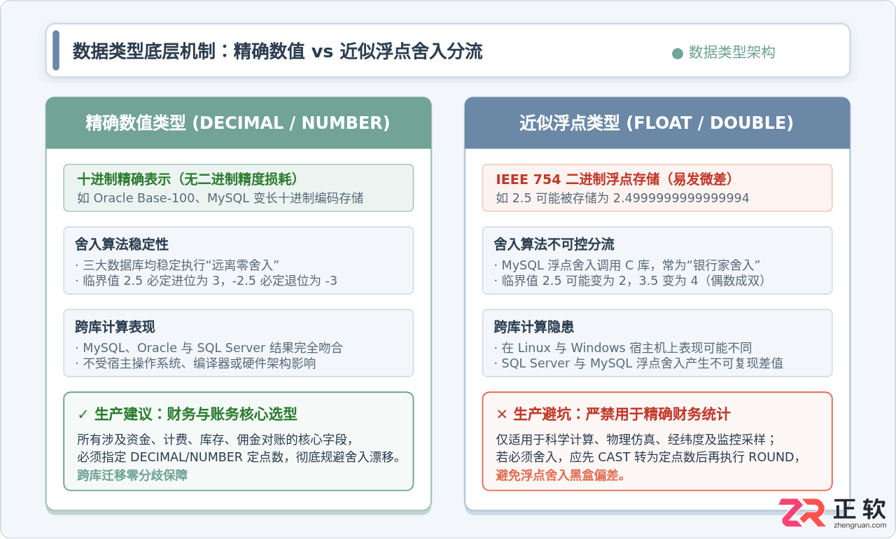 MySQL、Oracle和SQL Server中四舍五入规则的差异