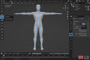 blender如何绑定骨骼及完成角色模型权重设置教程