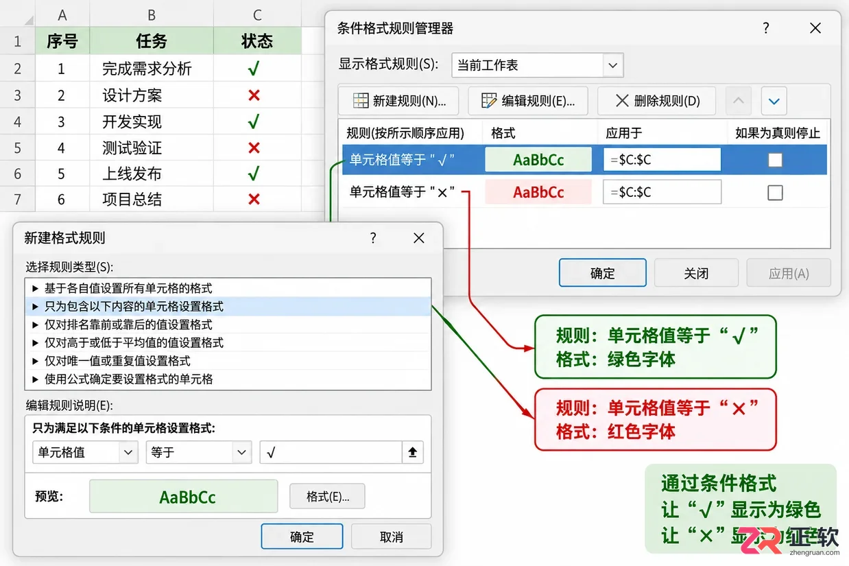 excel怎么在表格中选择打勾√和打叉×