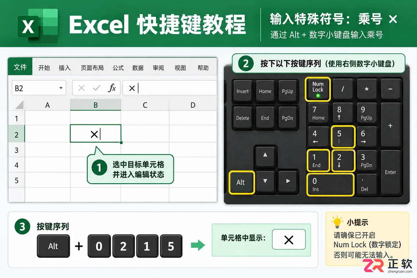 excel打×快捷键是什么及打叉符号输入方法