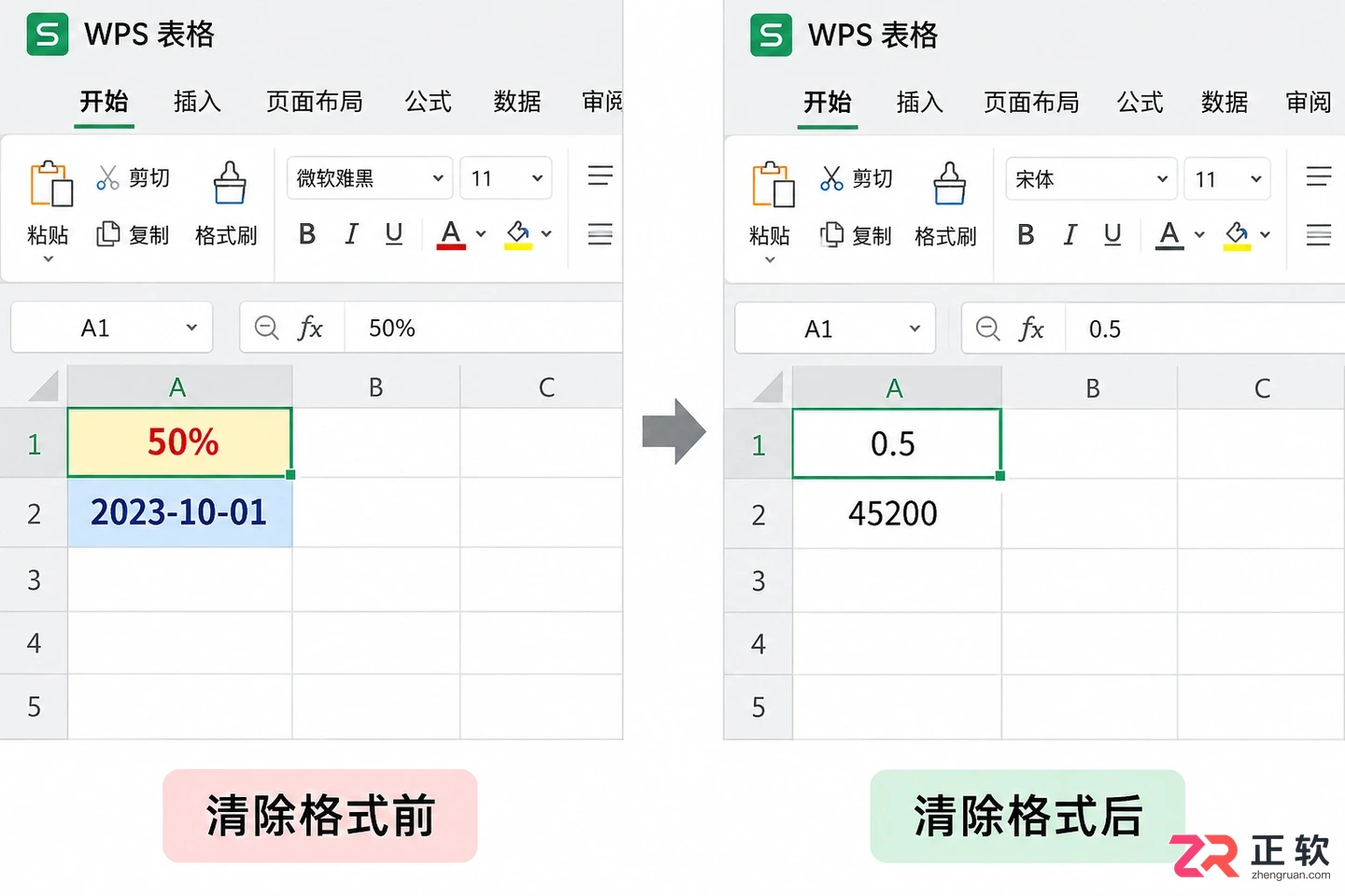WPS 表格怎么清除单元格格式保留内容