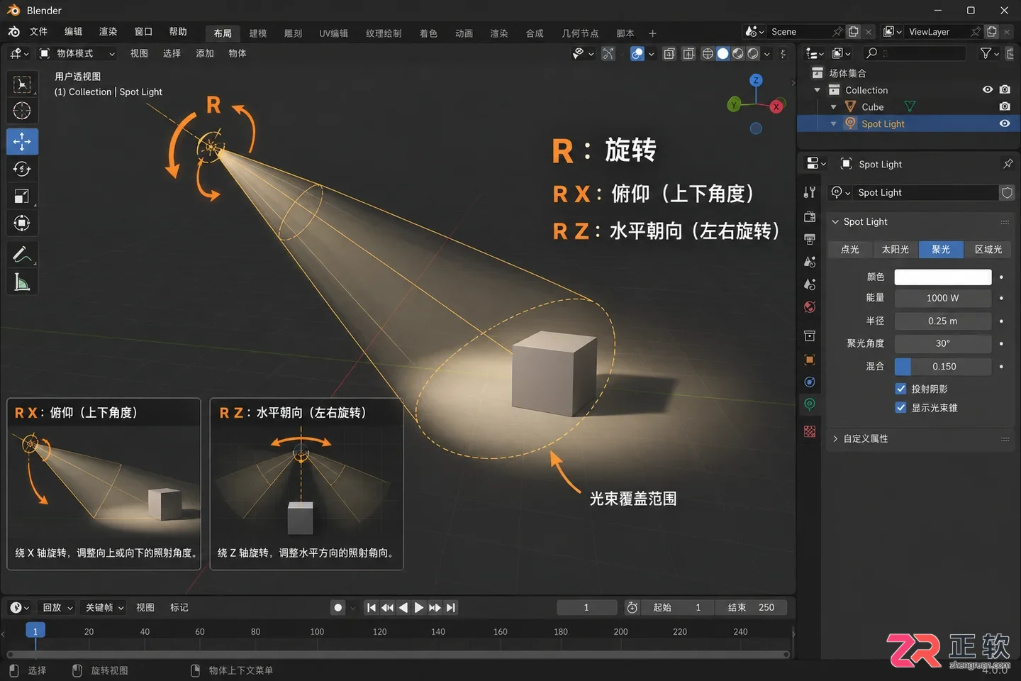 blender怎么移动光源的位置与方向操作教程
