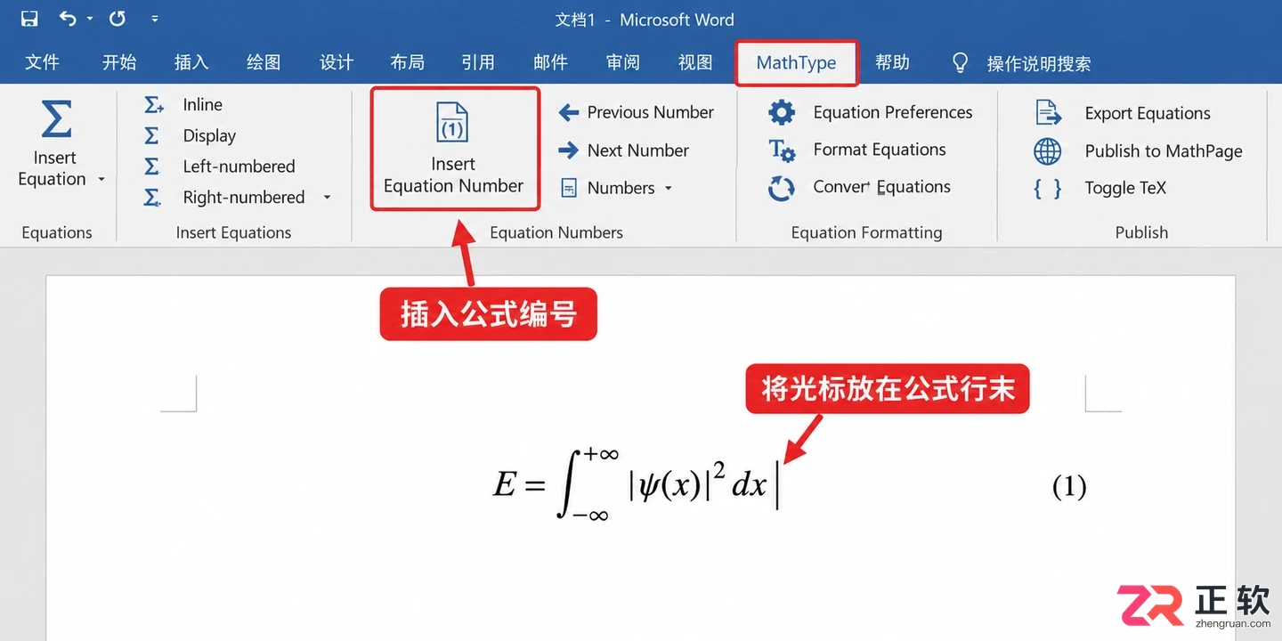 mathtype编号更新怎么操作的详细教程